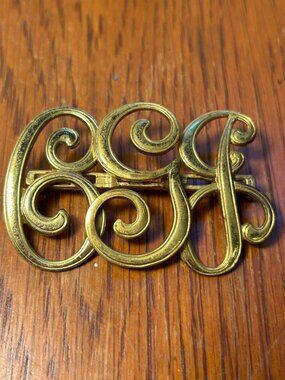 Vintage Initial Brooch Brass Initials CGJ